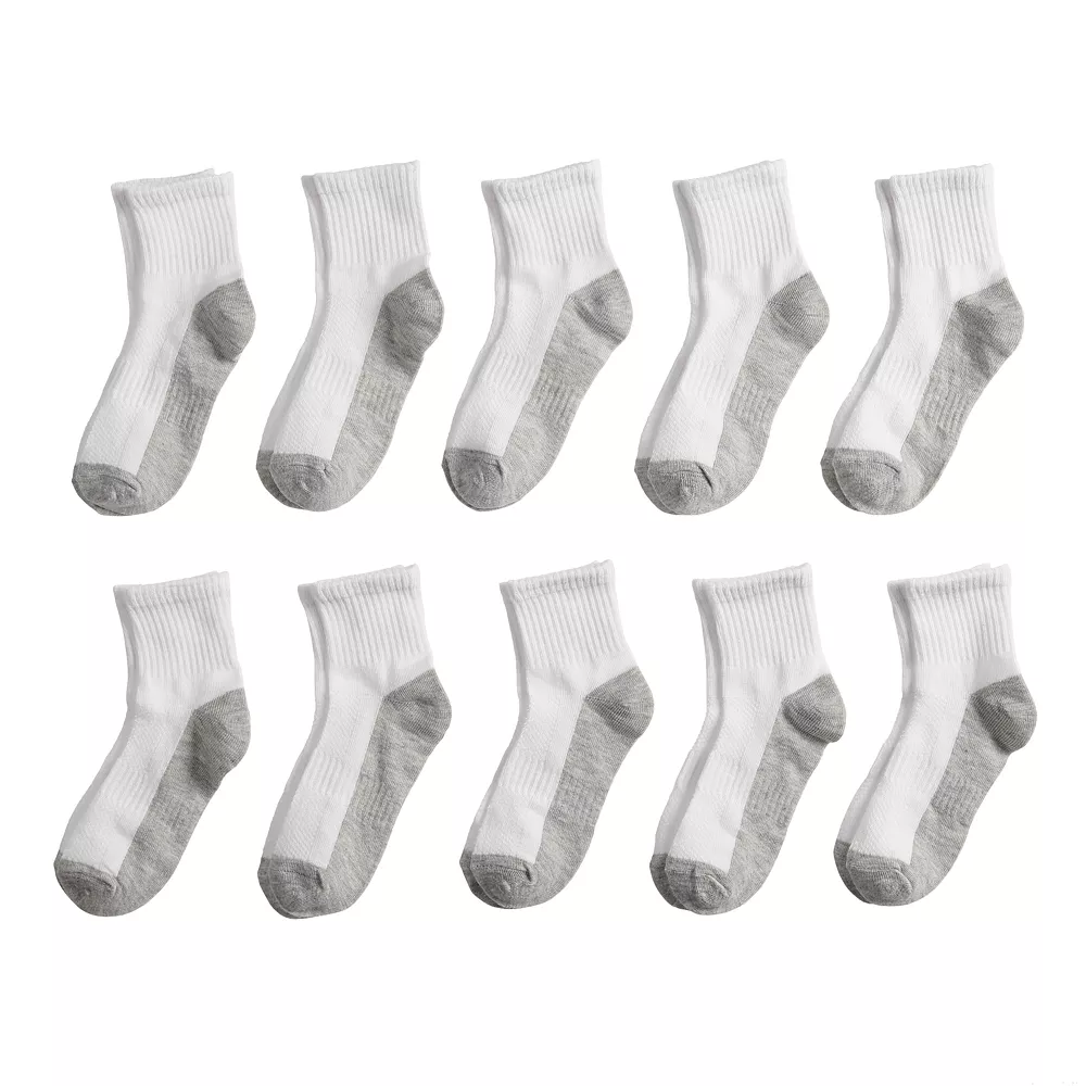 Boys' Tek Gear® 10-Pack Lightweight Quarter-Crew Performance Socks 3 Boys' Tek Gear® 10-Pack Lightweight Quarter-Crew Performance Socks