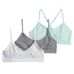 Girls 7-16 Maidenform® 3-pack Beginner Crop Bras -Kohl's Shop 3278233 Star Gray Aqua