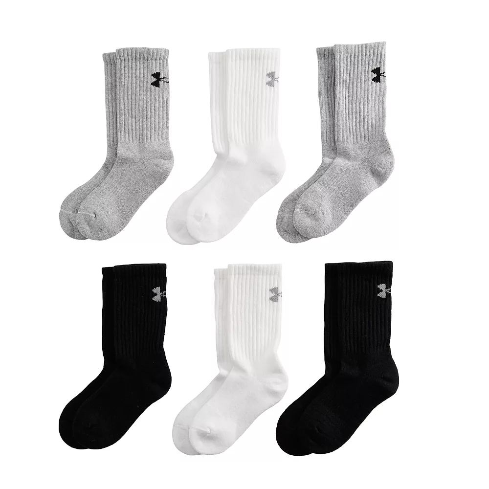 Boys Under Armour Charged Cotton 6-Pack Crew Socks 4 Boys Under Armour Charged Cotton 6-Pack Crew Socks - Image 2