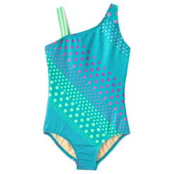 Girls Lands' End Sporty One Piece Swimsuit -Kohl's Shop 4587344 Aqua Diagonal Dot