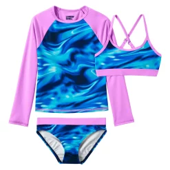 Girls Lands' End Rash Guard Top, Bikini Top & Bikini Bottoms Set -Kohl's Shop 4587345 Blue Multi Swirl
