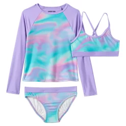 Girls Lands' End Rash Guard Top, Bikini Top & Bikini Bottoms Set -Kohl's Shop 4587345 Mermaid Multi Swirl