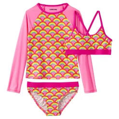Girls Lands' End Rash Guard Top, Bikini Top & Bikini Bottoms Set -Kohl's Shop 4587345 Pink Rainbows