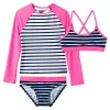 Girls Lands' End Rash Guard Top, Bikini Top & Bikini Bottoms Set -Kohl's Shop 4587345 White Navy Stripe