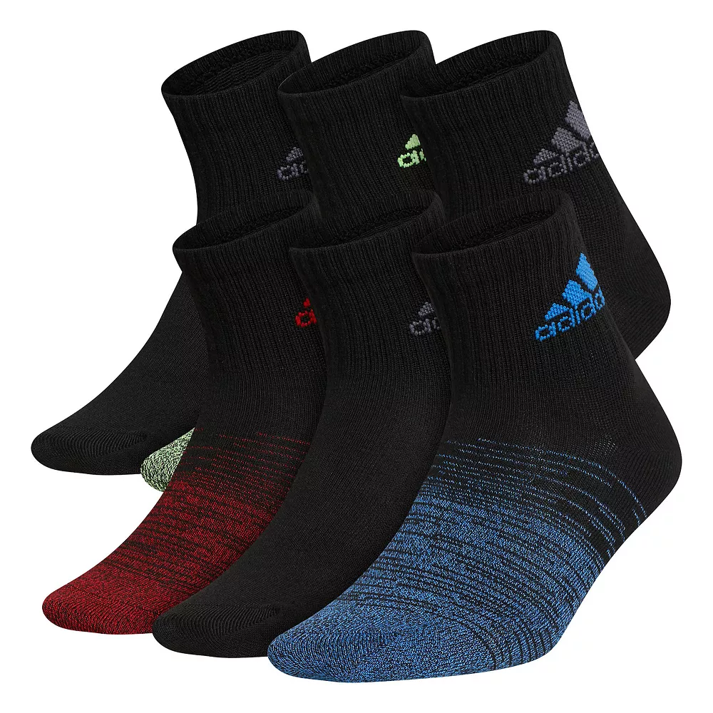 Boys adidas 6 Pack Superlite Quarter Socks 4 Boys adidas 6 Pack Superlite Quarter Socks - Image 2