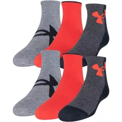 Boys Under Armour 6-Pack Essential Quarter-Cut Socks -Kohl's Shop 4640355 Black Red