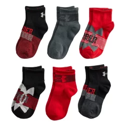 Boys Under Armour 6-Pack Essential Quarter-Cut Socks -Kohl's Shop 4640355 Red Pitch Gray Black