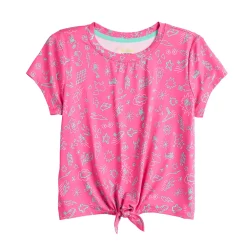Girls 7-16 Tek Gear® Knot Front Fashion Tee in Regular & Plus Size -Kohl's Shop 4835933 Hot Pink Doodles