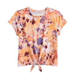 Girls 7-16 Tek Gear® Knot Front Fashion Tee in Regular & Plus Size -Kohl's Shop 4835933 Orange Wildflowers