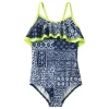 Girls 3-10 Lands' End Ruffle One-Piece Swimsuit -Kohl's Shop 4952432 Navy Patchwork Geo