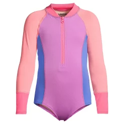 Girls 4-16 Lands' End Long Sleeve Half Zip One-Piece Swimsuit -Kohl's Shop 4952504 Orchid Burst Multi