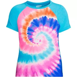Girls 7-16 Lands' End Short Sleeve Crewneck Rash Guard -Kohl's Shop 4961793 Blue Multi Tie Dye