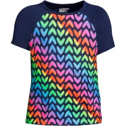 Girls 7-16 Lands' End Short Sleeve Crewneck Rash Guard -Kohl's Shop 4961793 Navy Rainbow Hearts