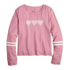 Girls 4-18 & Plus SO® Favorite Boxy Long-Sleeve Tee -Kohl's Shop 5008743 Checker Hearts