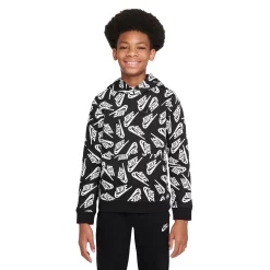 Boys 8-20 Nike Allover Print Club Fleece Hoodie -Kohl's Shop 5011484 Black