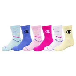 Girls Champion® Multi-Script 6-Pack Crew Socks -Kohl's Shop 5034907 Honey Yellow