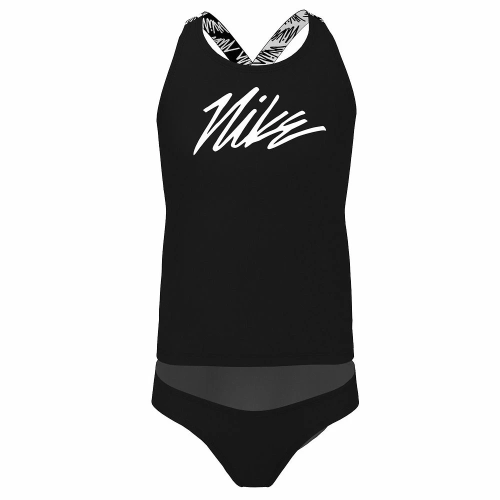 Girls 7-16 Nike Script Logo Crossback Tankini Top & Bottoms Swimsuit Set 3 Girls 7-16 Nike Script Logo Crossback Tankini Top & Bottoms Swimsuit Set