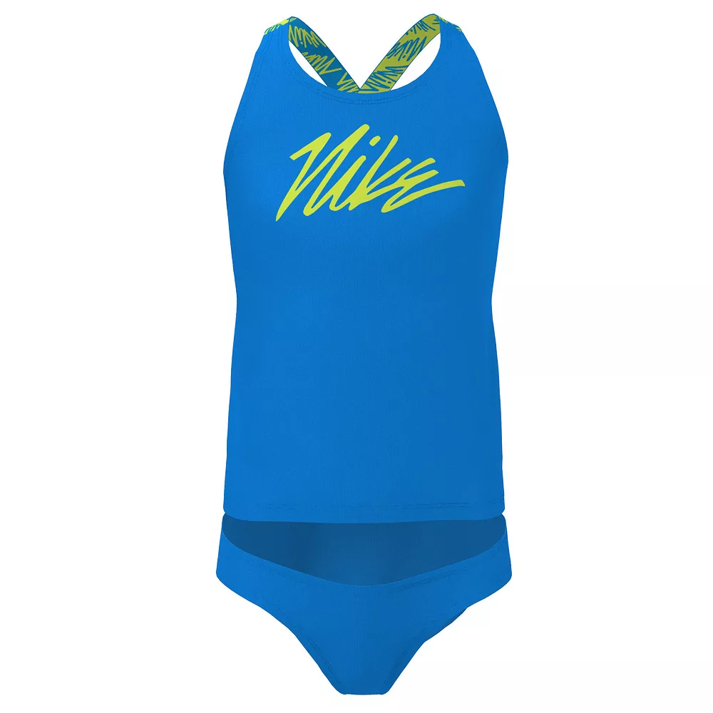 Girls 7-16 Nike Script Logo Crossback Tankini Top & Bottoms Swimsuit Set 4 Girls 7-16 Nike Script Logo Crossback Tankini Top & Bottoms Swimsuit Set - Image 2