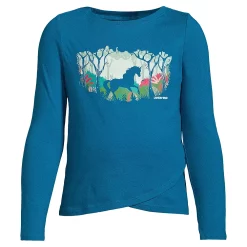 Girls 2-16 Lands' End Long Sleeve Curved Hem Graphic Tee in Regular & Plus -Kohl's Shop 5497210 Woodland Unicorn