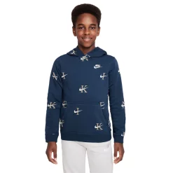 Boys 8-20 Nike Club All-Over Print Fleece Hoodie -Kohl's Shop 5546830 Armory Navy