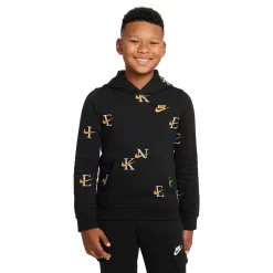 Boys 8-20 Nike Club All-Over Print Fleece Hoodie -Kohl's Shop 5546830 Black