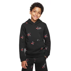 Boys 8-20 Nike Club All-Over Print Fleece Hoodie -Kohl's Shop 5546830 Black Orange Rush