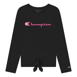Girls 7-16 Champion® Classic Script Tie Front Tee -Kohl's Shop 5547932 Black