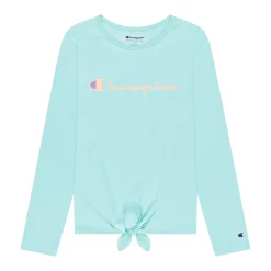 Girls 7-16 Champion® Classic Script Tie Front Tee -Kohl's Shop 5547932 Blue Mist