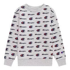 Boys 8-20 Champion® Allover Print Fleece Crew Sweatshirt -Kohl's Shop 5551248 Gray