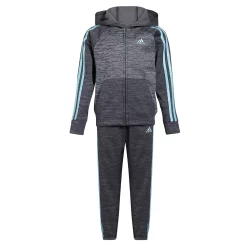 Boys 4-7 adidas Melange Fleece 3-Stripe Raglan Hoodie & Jogger Pants Set -Kohl's Shop 5565370 ALT2