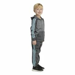 Boys 4-7 adidas Melange Fleece 3-Stripe Raglan Hoodie & Jogger Pants Set -Kohl's Shop 5565370 ALT6