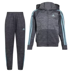 Boys 4-7 adidas Melange Fleece 3-Stripe Raglan Hoodie & Jogger Pants Set -Kohl's Shop 5565370 Grey