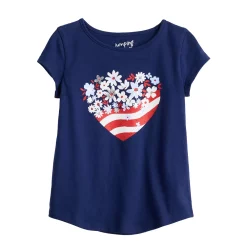 Girls 4-12 Jumping Beans® Physical Adaptive Double-Layer Tee -Kohl's Shop 5573703 Flag Heart Navy
