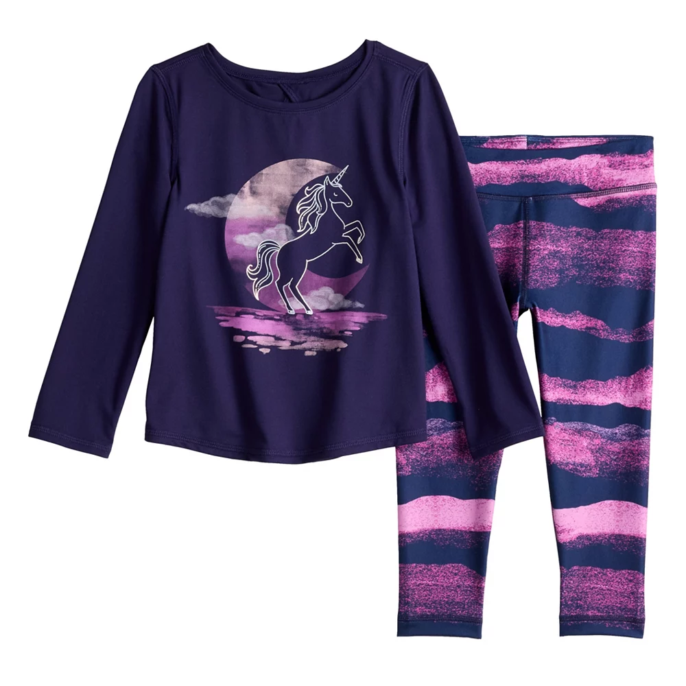 Toddler Girl Jumping Beans® Active Long Sleeve Keyhole Tee & Printed Leggings Set 5 Toddler Girl Jumping Beans® Active Long Sleeve Keyhole Tee & Printed Leggings Set - Image 3