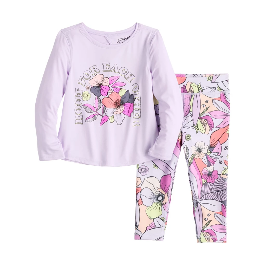 Toddler Girl Jumping Beans® Active Long Sleeve Keyhole Tee & Printed Leggings Set 4 Toddler Girl Jumping Beans® Active Long Sleeve Keyhole Tee & Printed Leggings Set - Image 2