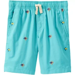 Boys 4-20 Lands' End Pull On Chambray Shorts in Regular & Husky -Kohl's Shop 5589603 Aqua Fish Embroidery
