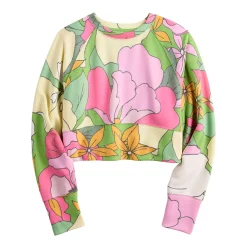 Girls 7-16 Tek Gear Stretch Fleece Cropped Crew Sweatshirt in Regular & Plus -Kohl's Shop 5677670 Green Exploded Floral