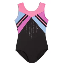 Girls 4-12 Jacques Moret Gymnastics Abstract Stripes Leotard