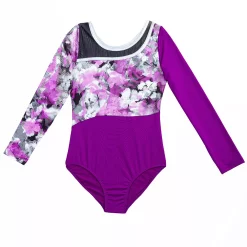 Girls 4-16 Rainbeau Moves Printed Longsleeve Leotard
