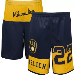 Youth Christian Yelich Navy Milwaukee Brewers Pandemonium Name & Number Shorts
