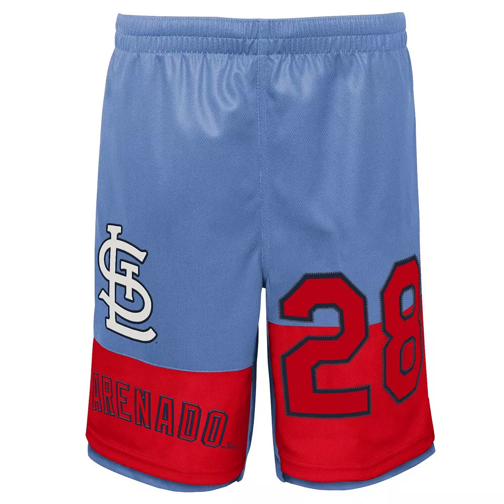 Youth Nolan Arenado Light Blue St. Louis Cardinals Pandemonium Name & Number Shorts 5 Youth Nolan Arenado Light Blue St. Louis Cardinals Pandemonium Name & Number Shorts - Image 3