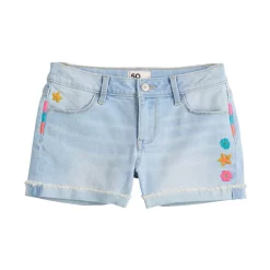 Girls 6-20 SO® Midrise Denim Shortie Shorts in Regular & Plus Size -Kohl's Shop 5841668 Light Wash Flower