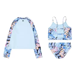 Girls 7-16 Hurley Rashguard, Top & Bottoms Swimsuit Set -Kohl's Shop 5942079 ALT
