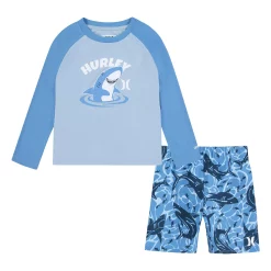 Toddler Boy Hurley Shark Frenzy Top & Swim Shorts Set