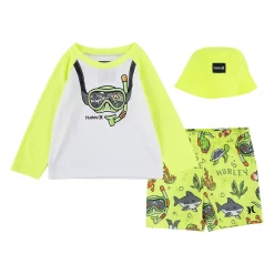 Baby Boy Hurley Scuba Raglan Top, Hat & Swim Trunks Set -Kohl's Shop 6107996 Volt